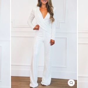 White sequin jumpsuit